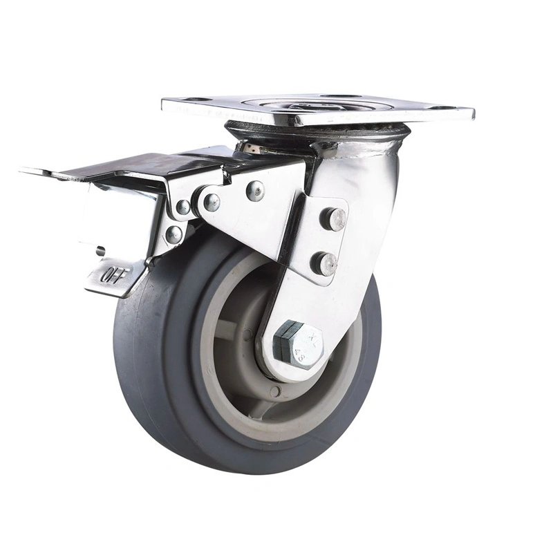 Heavy duty PU caster wheel with total brake and lock 1