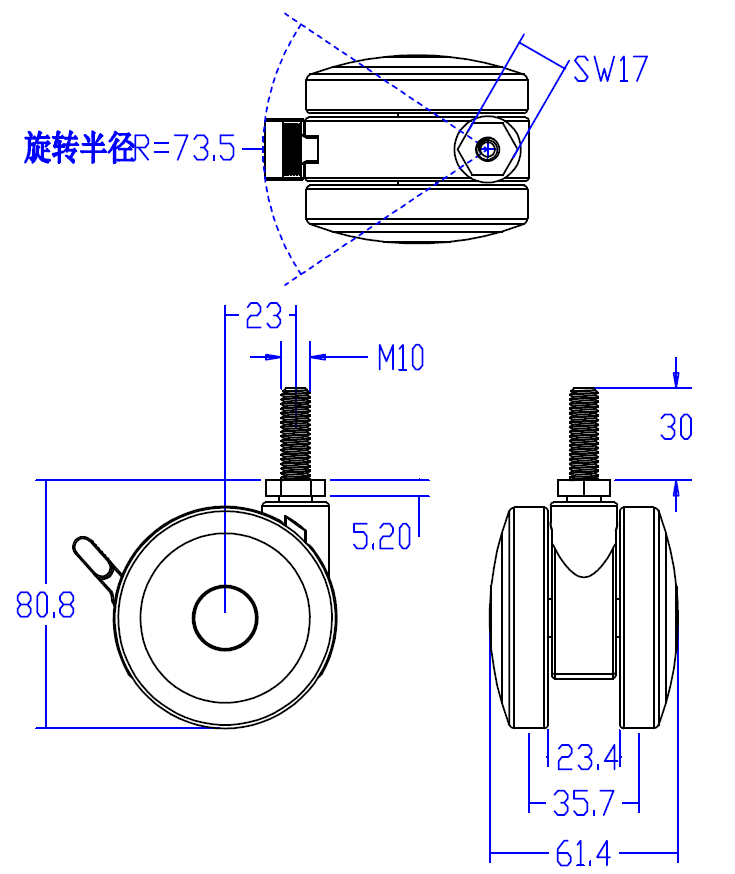 Dajin caster industrial castors top brand for trolley 2