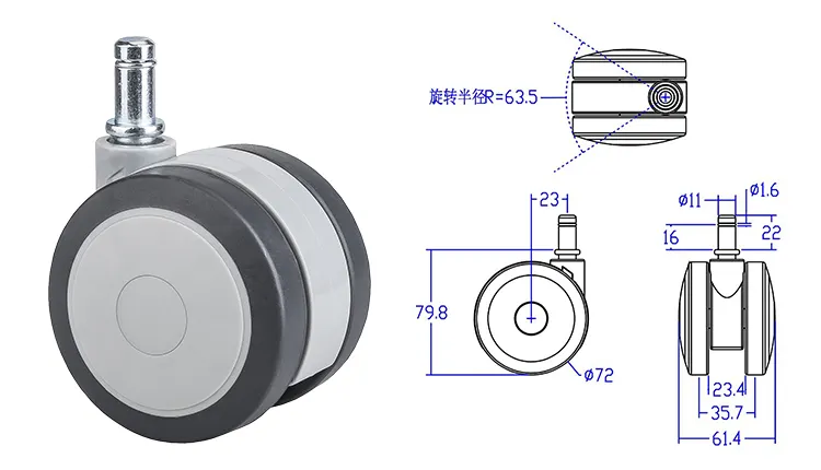 good-quality heavy duty roller casters functional for medical bed 2
