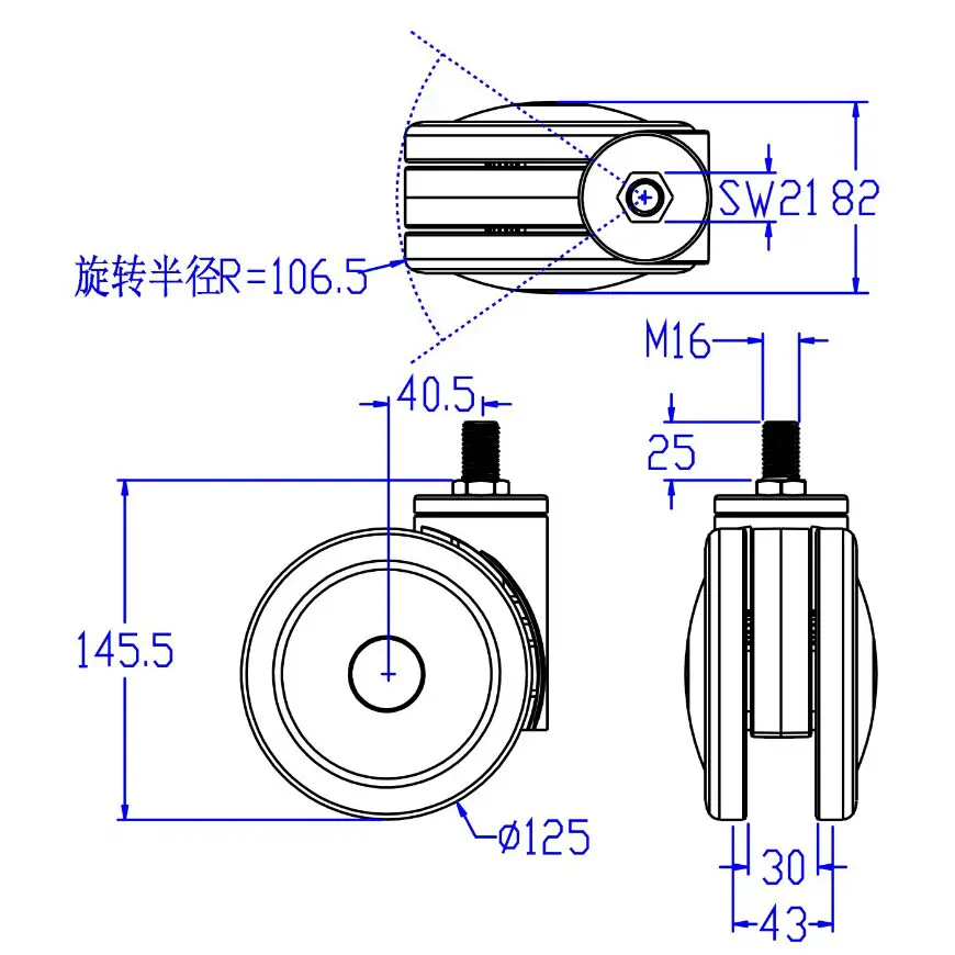Dajin caster factory-priced low profile furniture casters functional for medical bed 2
