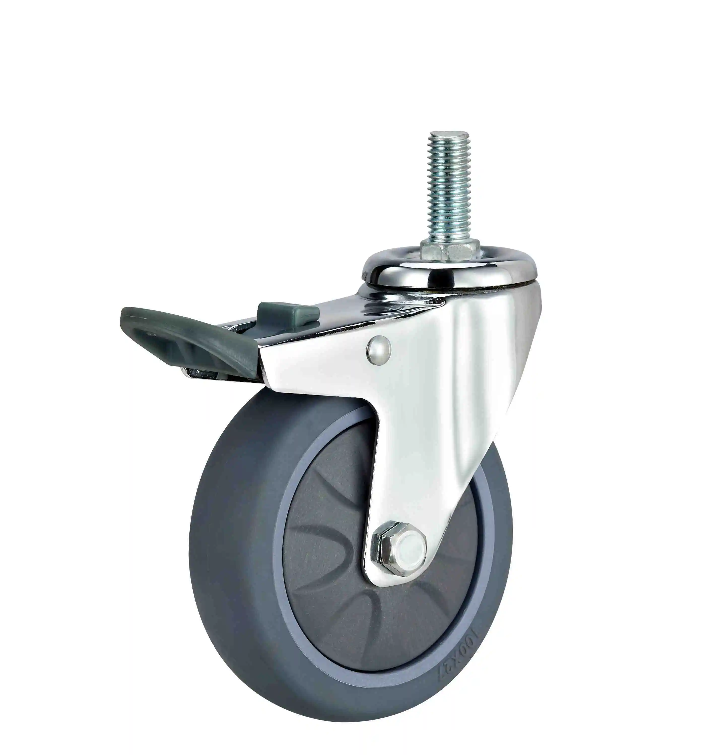Factory Price Ball Bearing Noiseless Dinning Service Threaded TPR Trolley Wheel 1