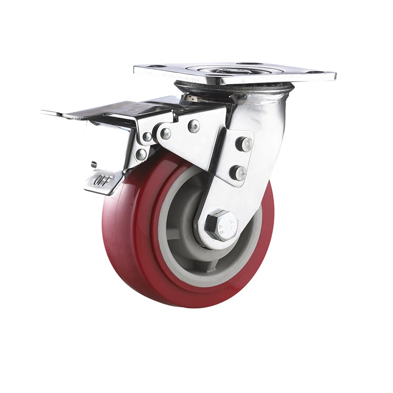 Heavy duty PU caster wheel with total brake and lock1 1