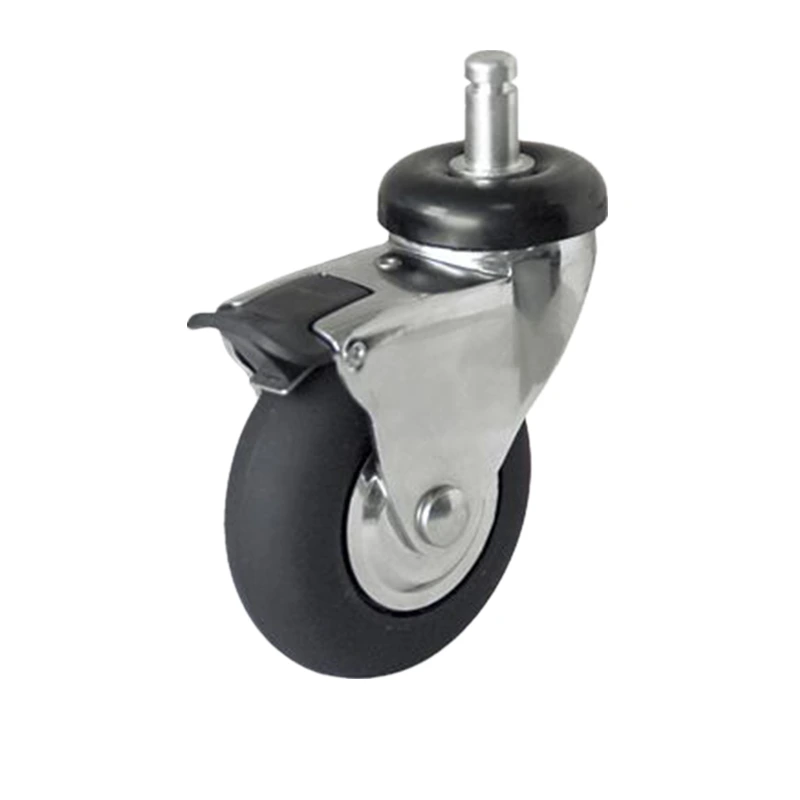 Chrome Plated 2 3 inch Artificial Rubber Caster Wheels 1