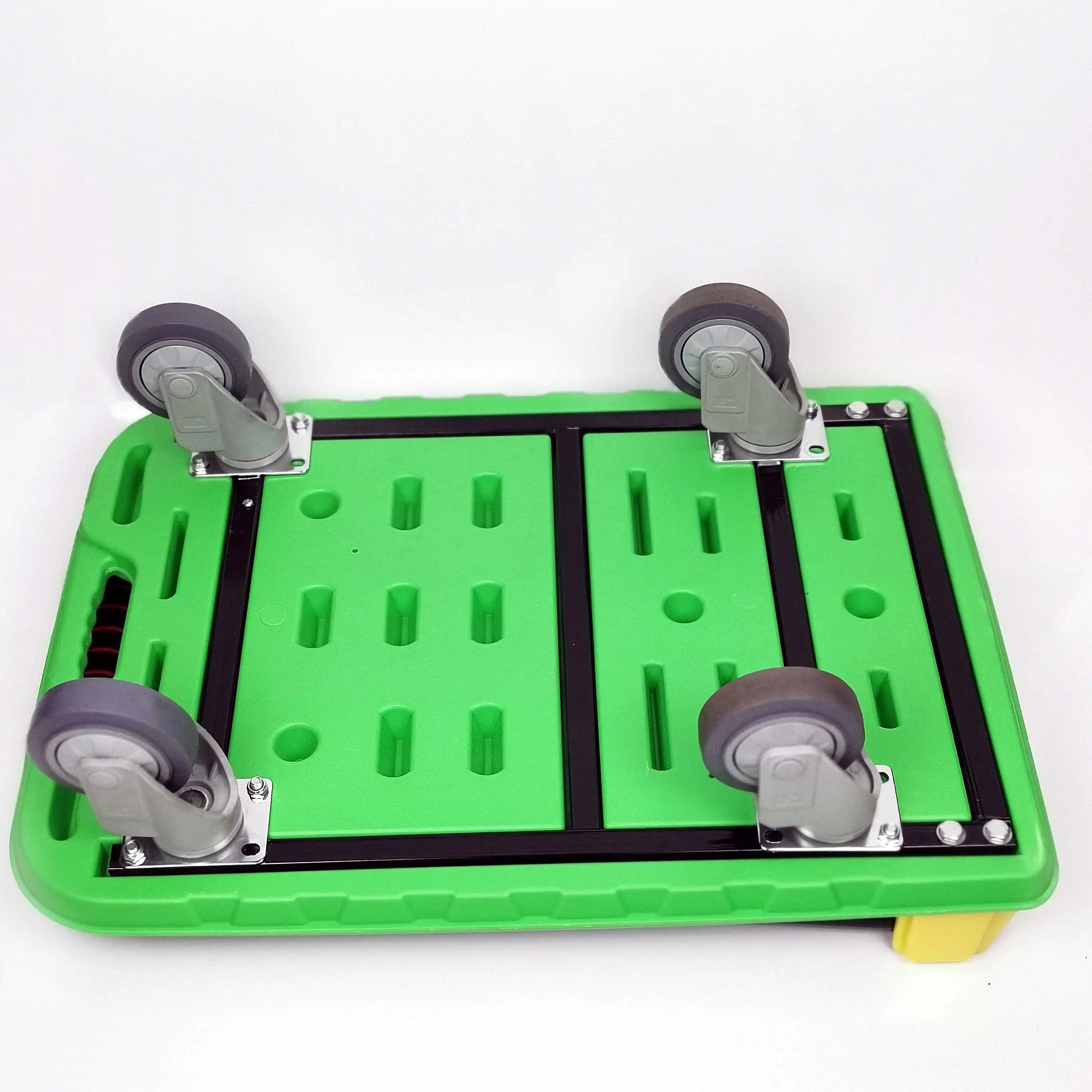 Durable Push Hand Trolley with 4 TPR Swivel Bearing Plastic Wheels 660 Lbs Capacity Green Folding Platform Truck Flatbed Cart 1