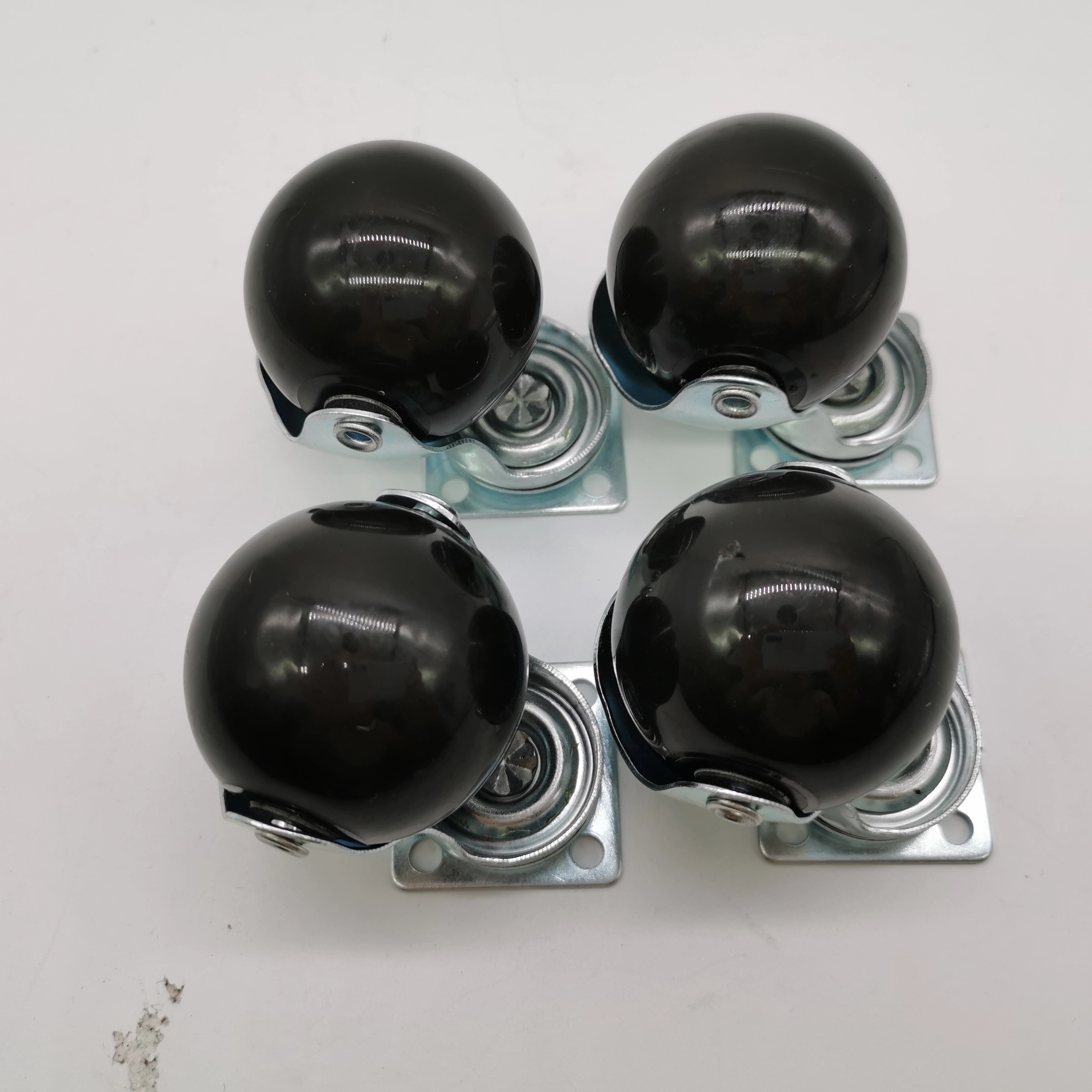 4 Pieces Non Marking Swivel Top Plate 50mm Black PP Polypropylene Furniture Ball Caster 1