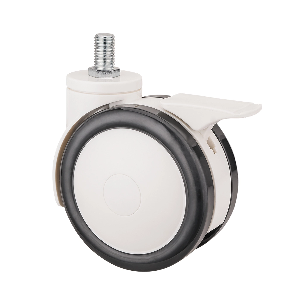 Threaded Stem Brake Medical Bed Caster Wheel 1
