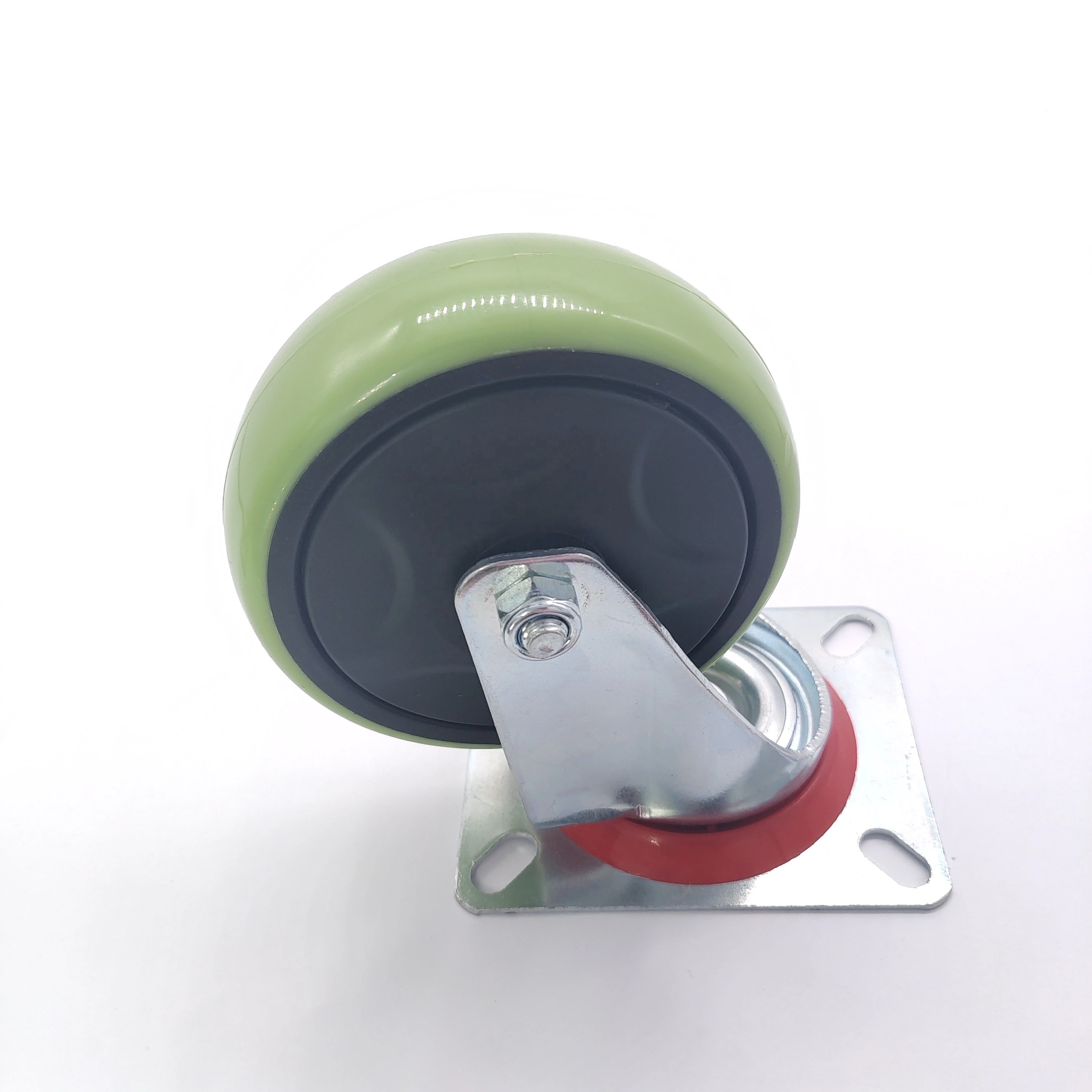 Chinese Wheel Manufacturer 100mm 4 Inch Plain Bearing Green PU on PP Rim Industrial Swivel Castor 1