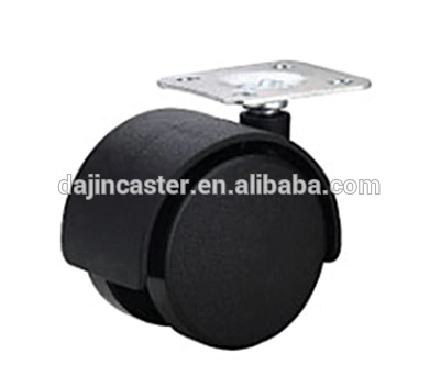 Black Nylon Twin Wheel Furniture Casters And Wheels With Brake 1