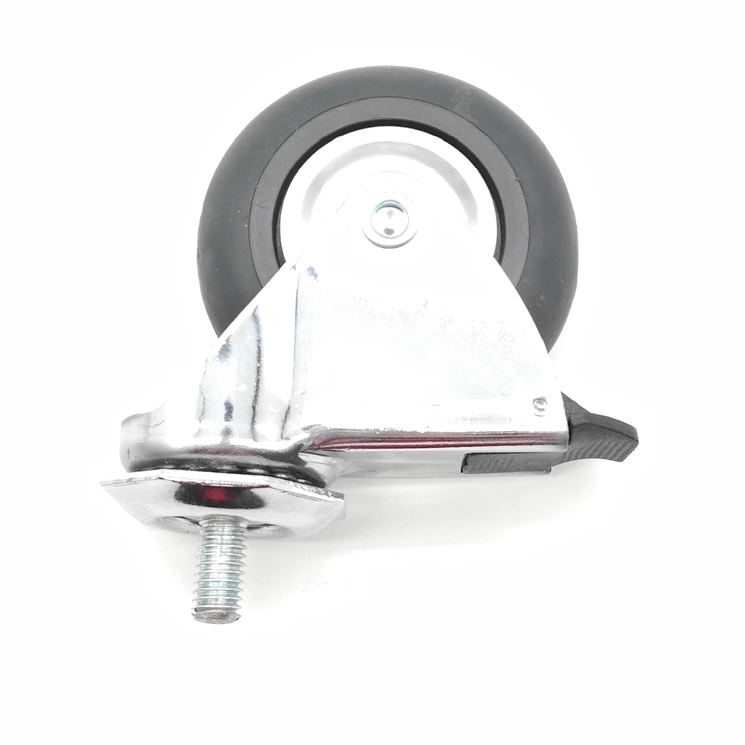 2 3 Chrome Plated Swivel Tread Brake Black Elastic Thermoplastic Rubber Furniture Caster Wheels 2