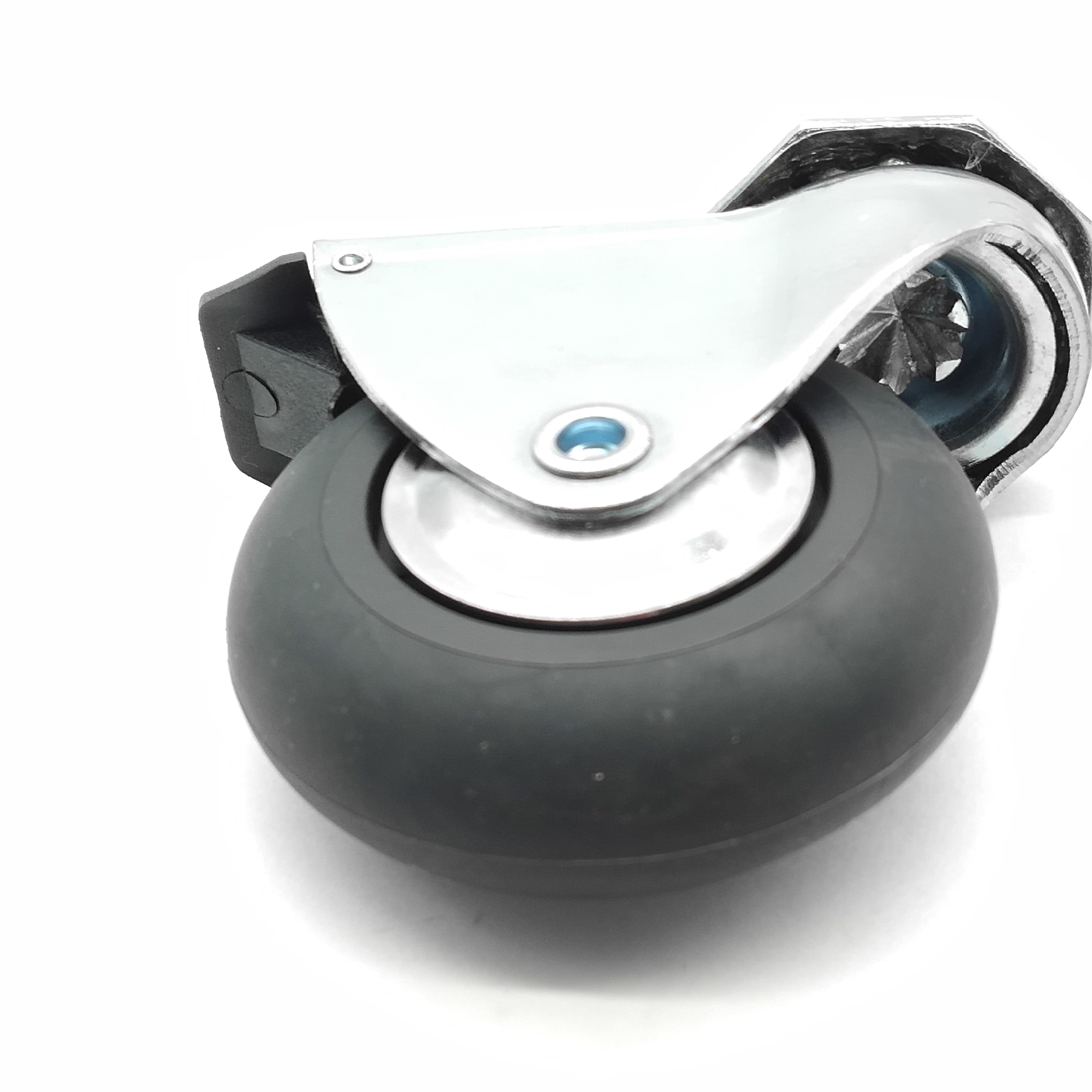 2 3 Chrome Plated Swivel Tread Brake Black Elastic Thermoplastic Rubber Furniture Caster Wheels 3