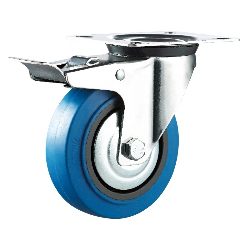 Swivel industrial rubber retractable casters 1