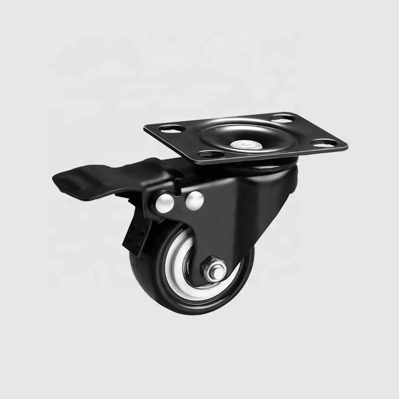 1.5 2 2.5 Inch Black Dual Locking Wheel Double Ball Bearings Noiseless PVC Furniture Rigid And Swivel Sofa Tea Table Caster 1