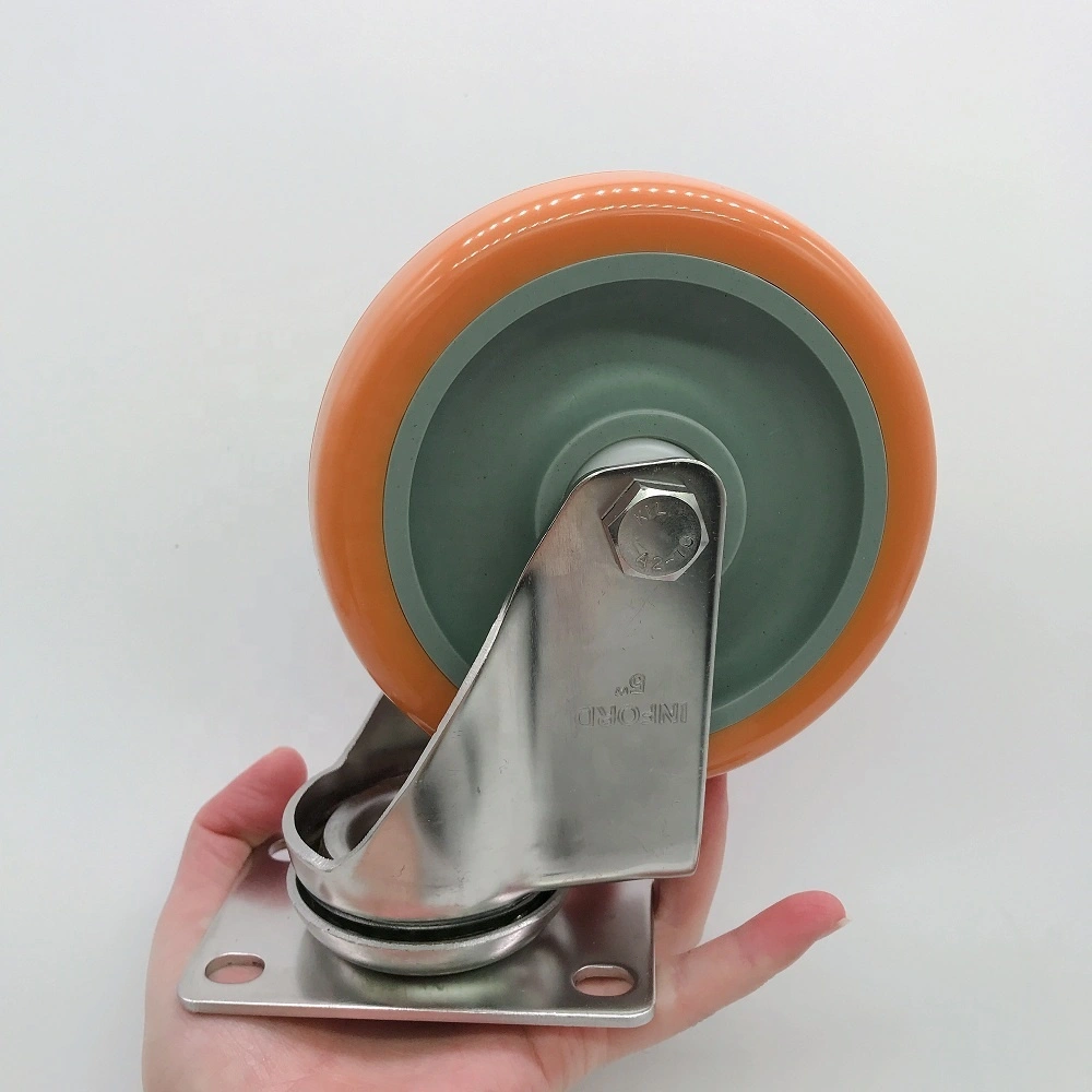 China Wheel Manufacturer 3 4 5 Inch Polyurethane PU Wheel Swivel Caster with SUS 304 Bracket 1