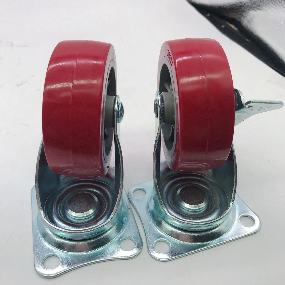 China Universal 3 Inch 75mm Metal Lock PP Rim PU Tyre Polyurethane Wheel Caster for Small Cart 1