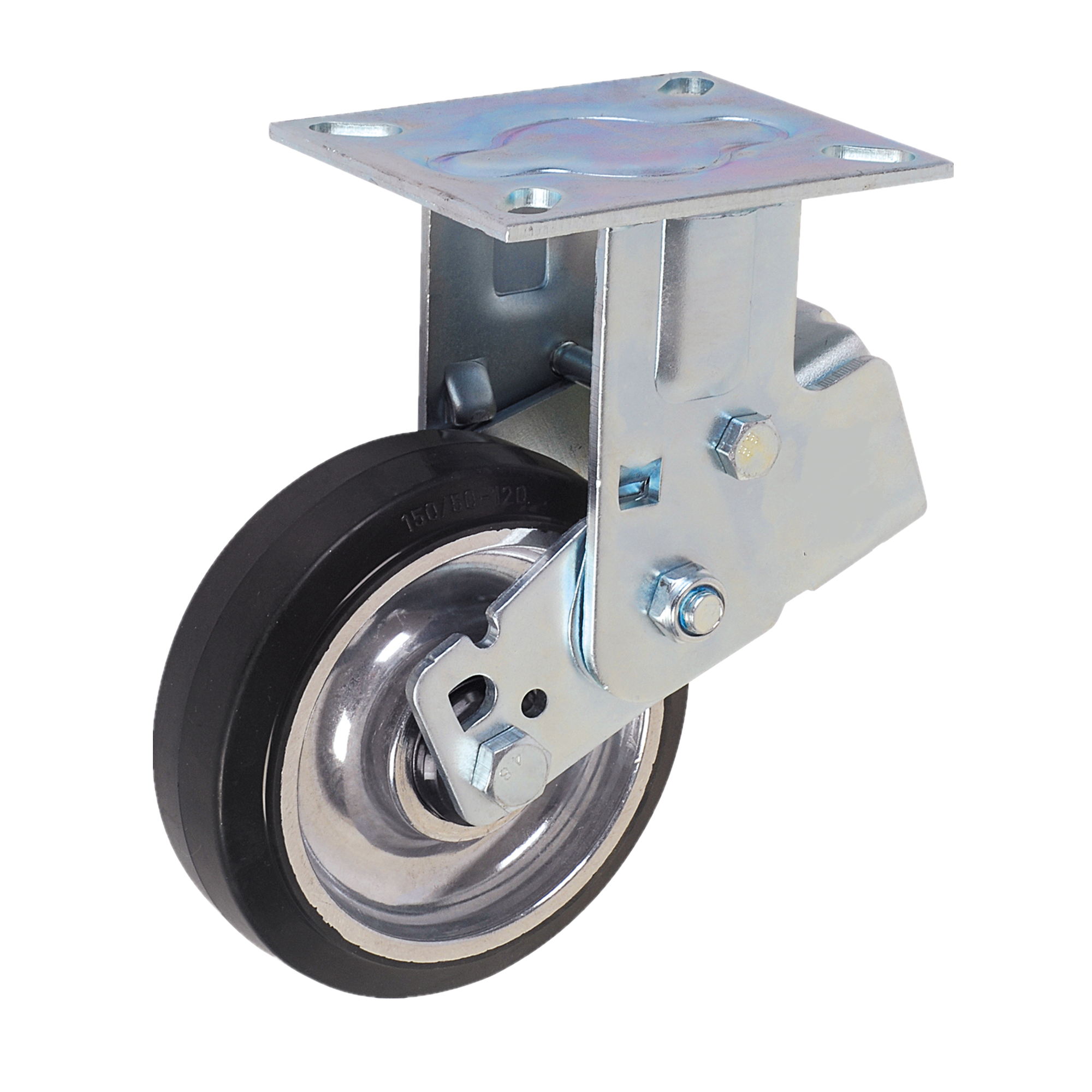 Rigid Fixed Non Marking Natural Rubber On Aluminium Core Wheel Spring Loaded Shock Absorbing Caster Wheel 1