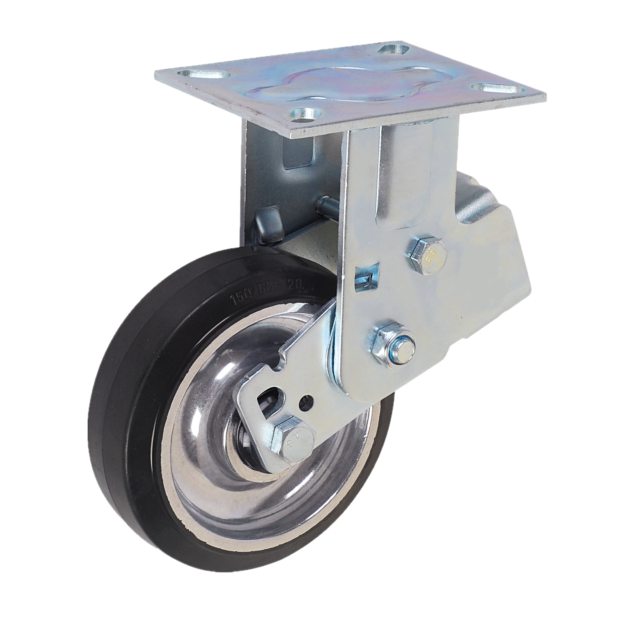 Rigid Fixed Non Marking Natural Rubber On Aluminium Core Wheel Spring Loaded Shock Absorbing Caster Wheel 1