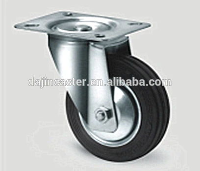 wheel caster supplier iron core black rubber caster with roller bearing 1