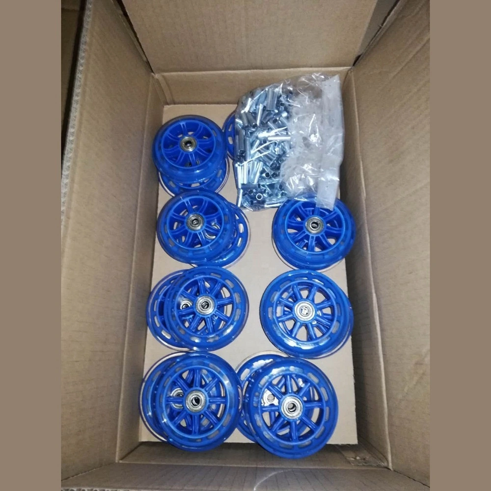 4 inch 100mm Transparent PU Polyurethane Blue Roller Blade Wheels 1
