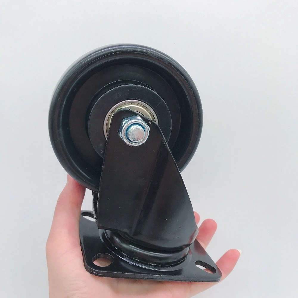 4inch 100mm * 35mm Double Ball Bearing Black Nylon Caster Swivel Heavy Duty Hand Trolley Wheel 1