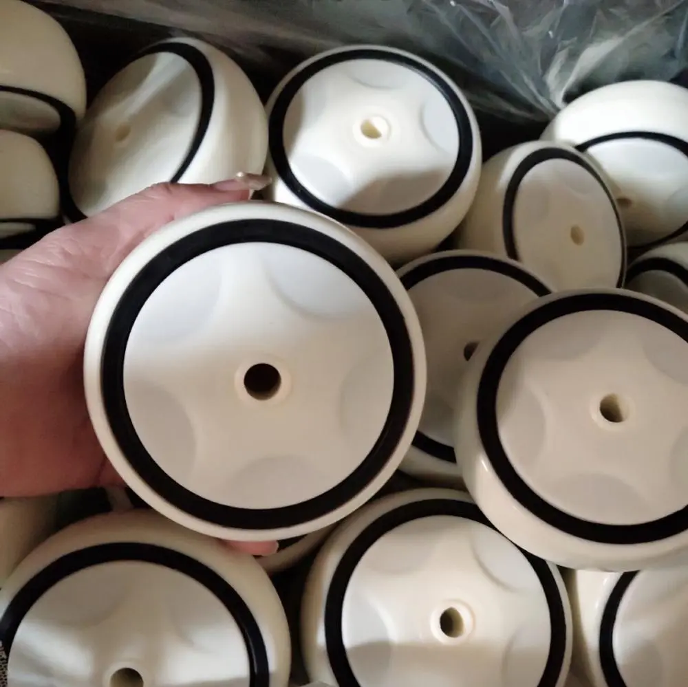 4 Inch Threaded Stem Swivel White TPR Medium Duty Caster Wheels 1