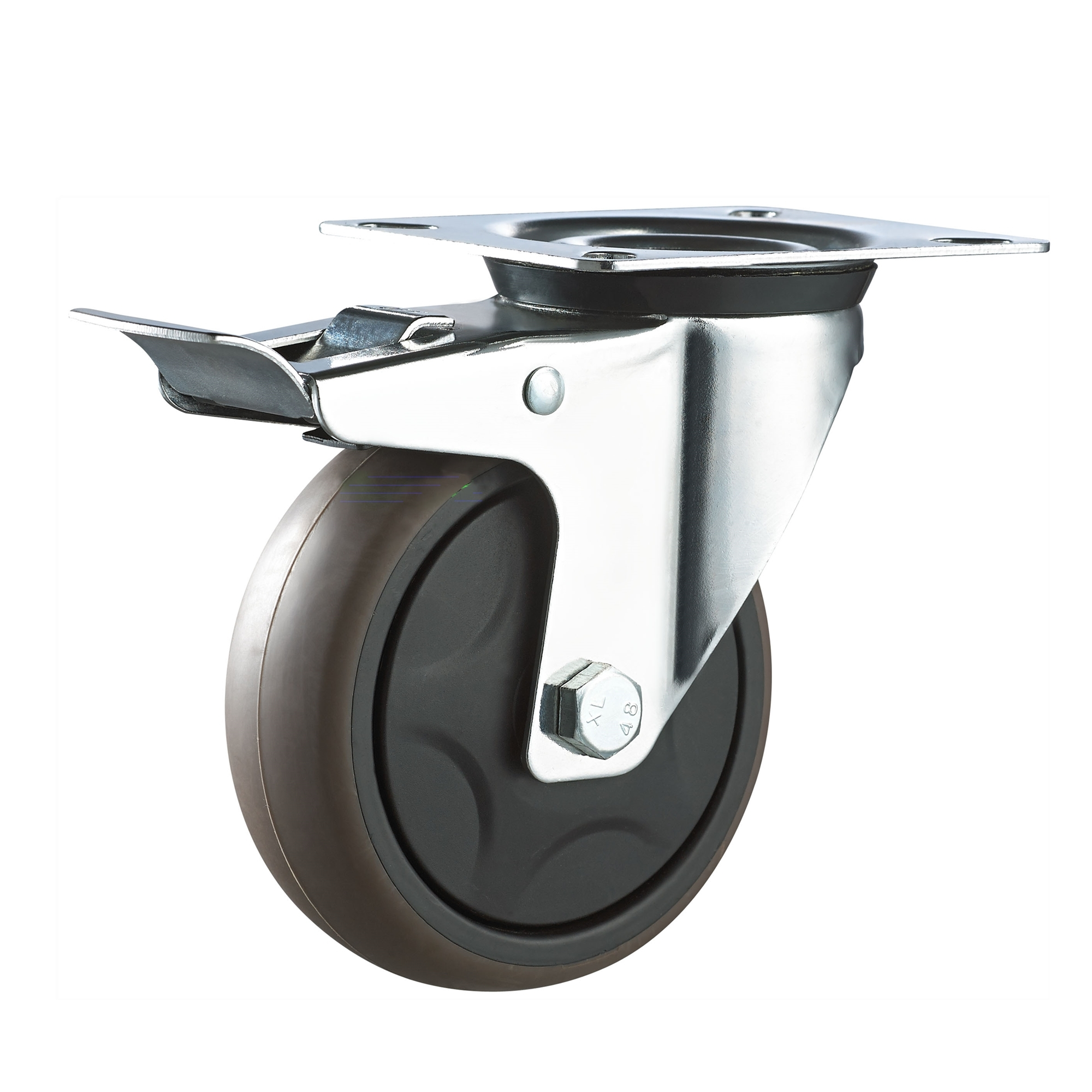 Competitive Price Industrial Trolley 100 mm 4 Inch Non Marking Total Brake TPR Swivel Plate Caster Wheel 1