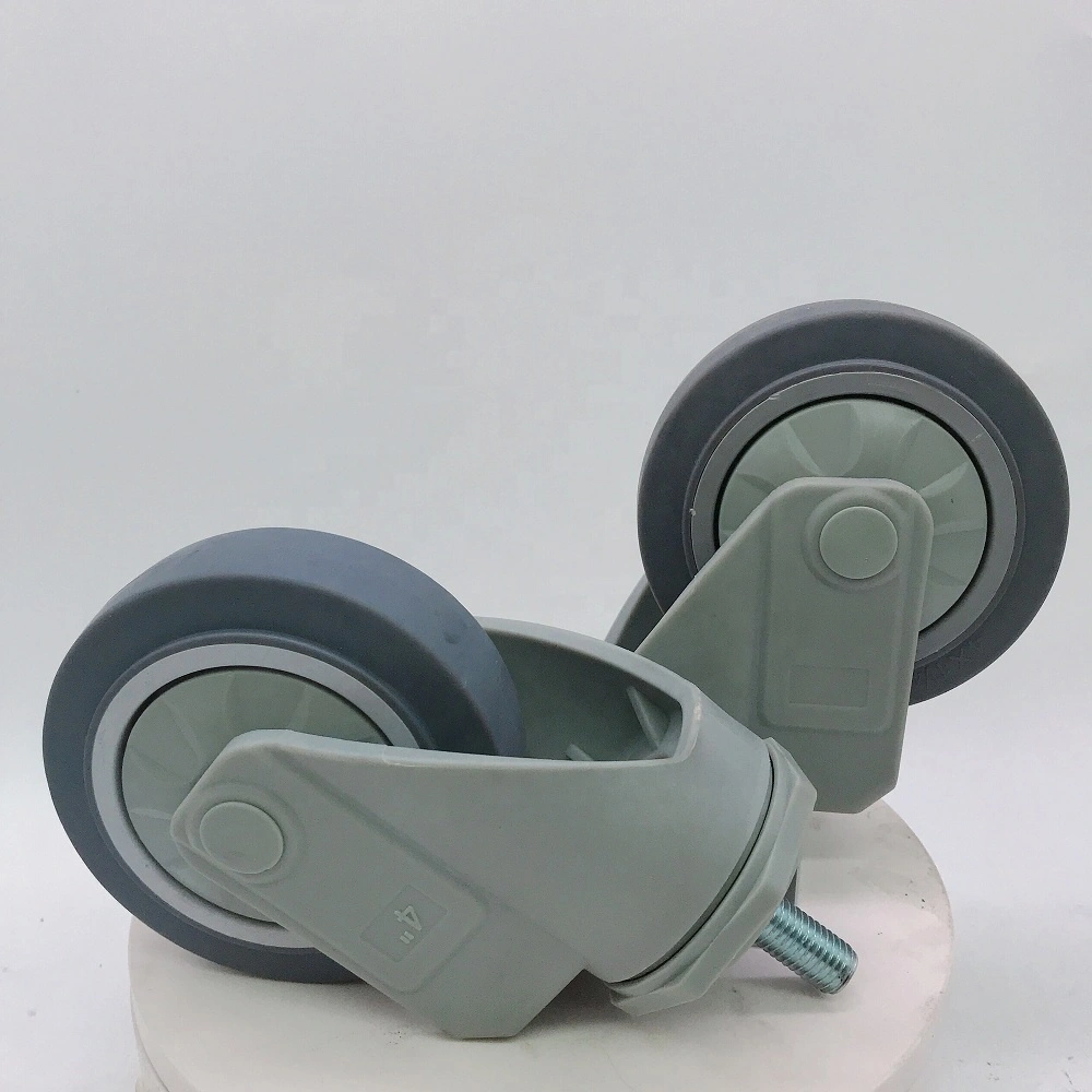 75mm 100mm 125mm High Strength Nylon Housing Plastic High Elastic TPR caster wheel for Hospital Machine 1