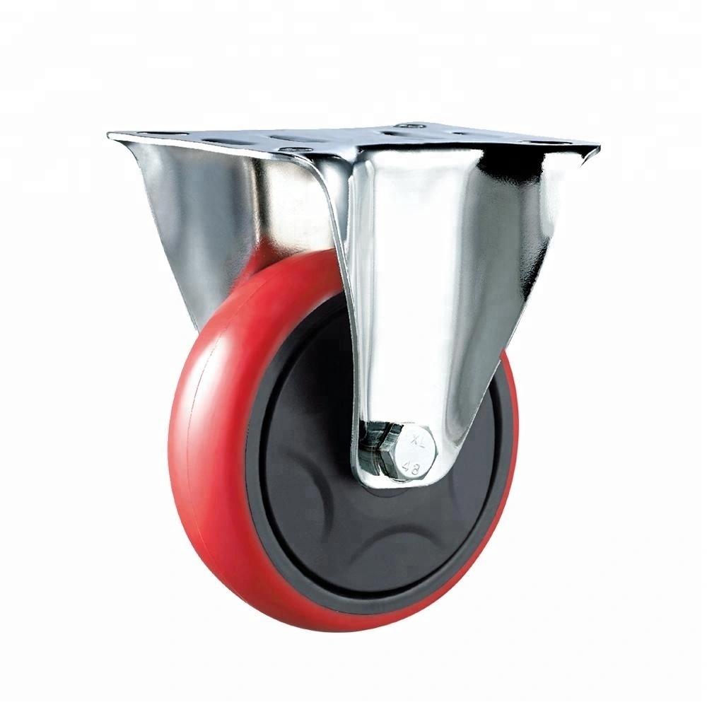Wholesale Galvanized 4 Inch Fixed Industrial Trolley PU Caster Wheels 1