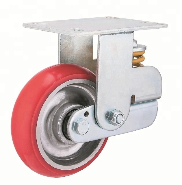 Heavy duty shock absorbing caster with iron core PU wheel 1