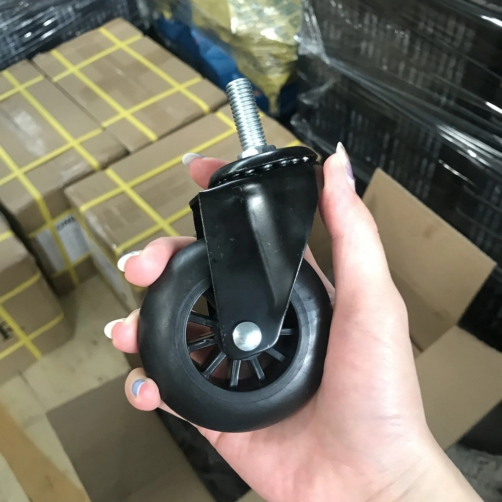 70mm 3 Inch Rolling Floor Protective 70KGS Removable Black PP Polypropylene Chair Caster Wheel 1