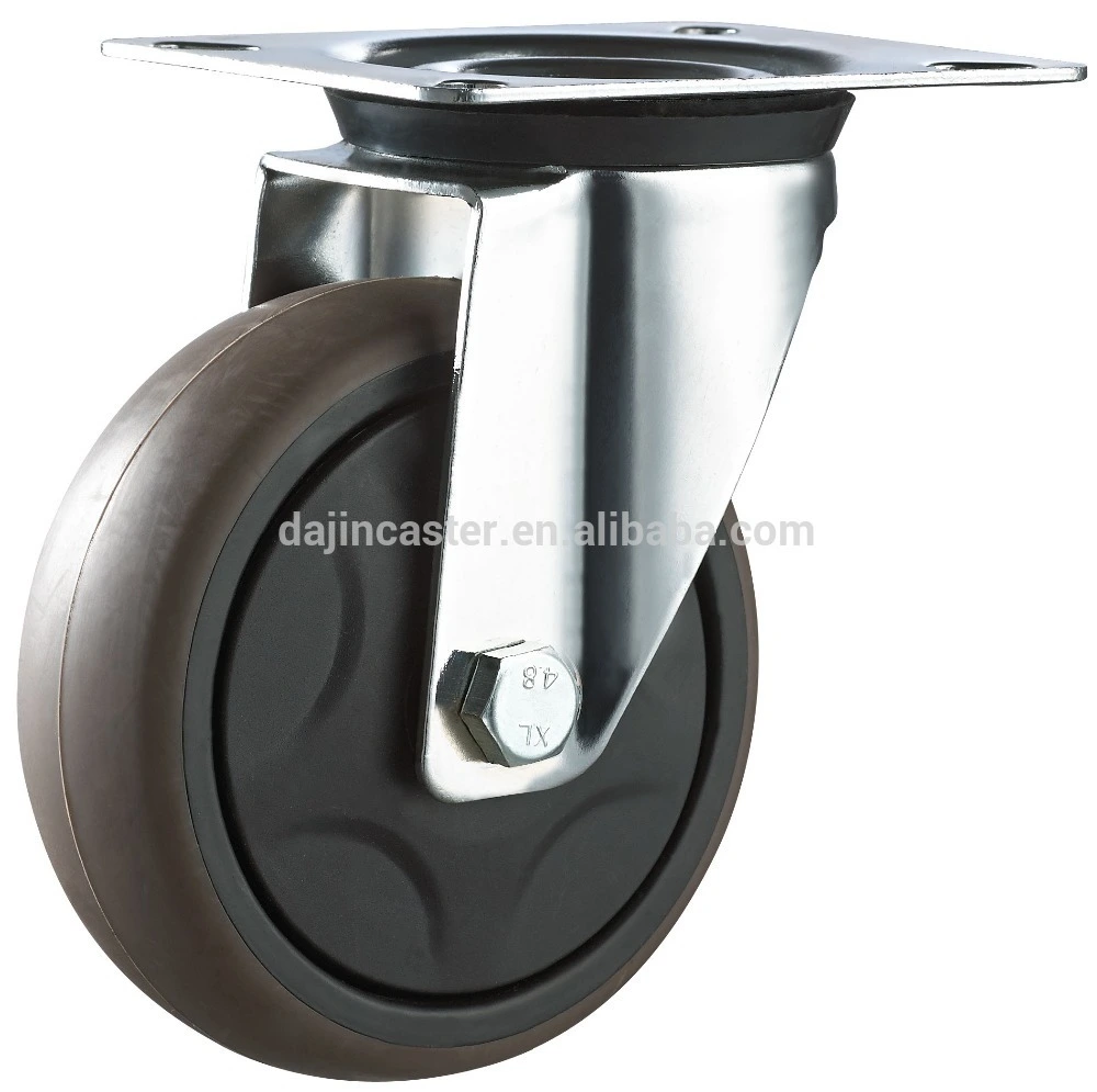 Swivel industrial artificial rubber casters with top plate 1