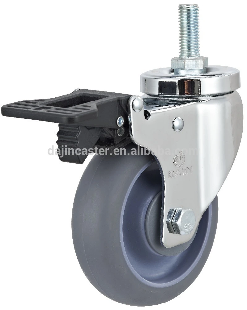 M12 threaded stem double bearings casters with brake 1
