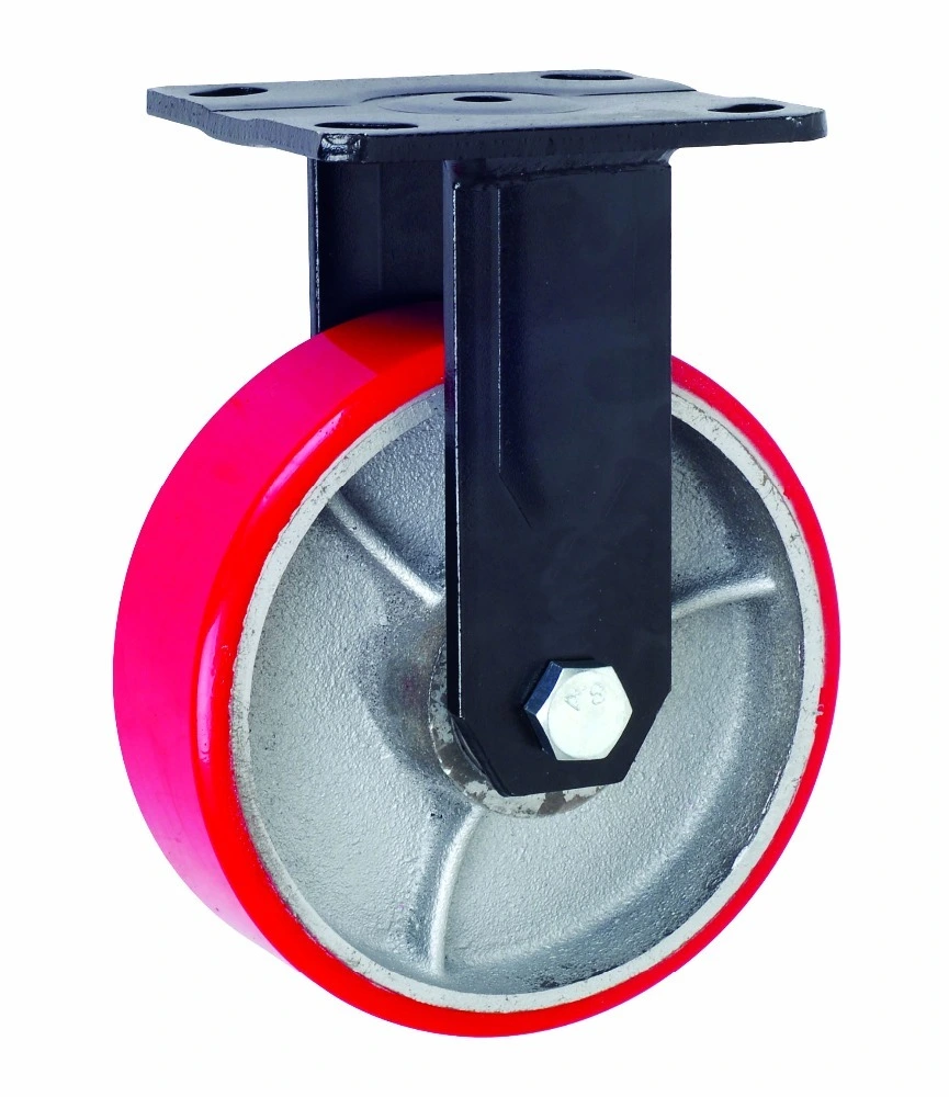 Heavy Duty Cast Iron Core Red Polyurethane Trolley Wheels 1