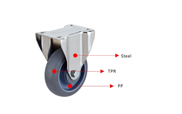 Non-marking 4 inch TPR rigid double steel bearing caster wheels 2