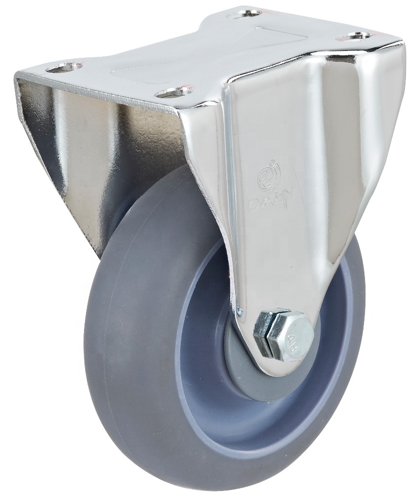 Non-marking 4 inch TPR rigid double steel bearing caster wheels 1