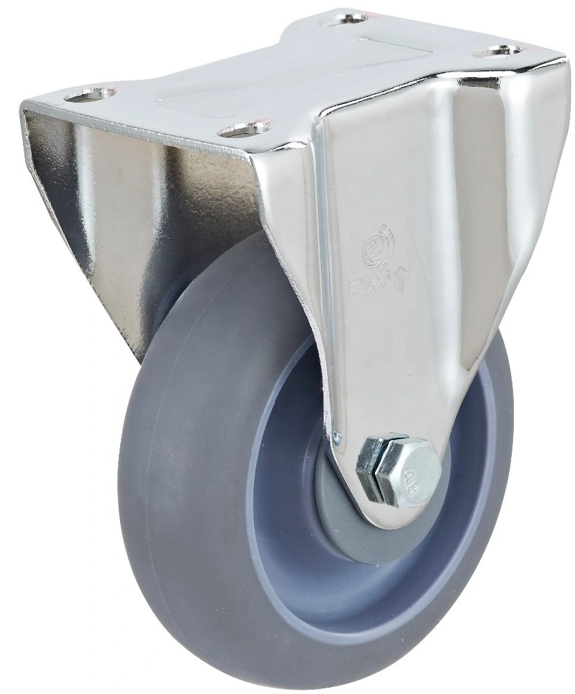 Non-marking 4 inch TPR rigid double steel bearing caster wheels 1