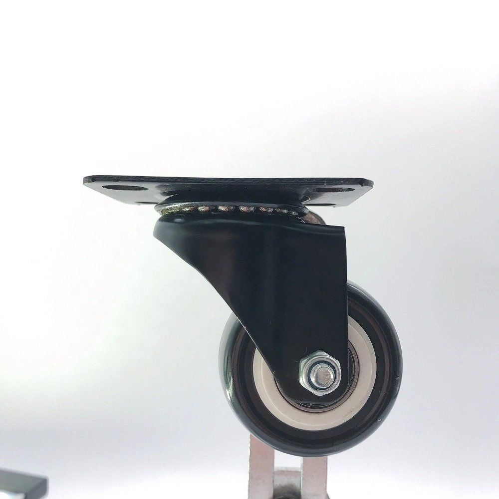 2 inch 50mm Small Swivel PVC Furniture Black Double Ball Bearing Caster Wheels 1