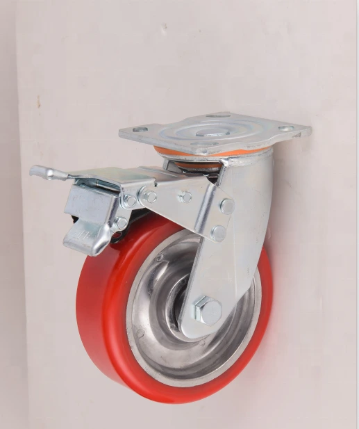 5 Inch 1100lbs Heavy Duty Industrial Aluminum Core PU Flat Trolley Workshop Equipment Wheel Rack Casters Wheels 1