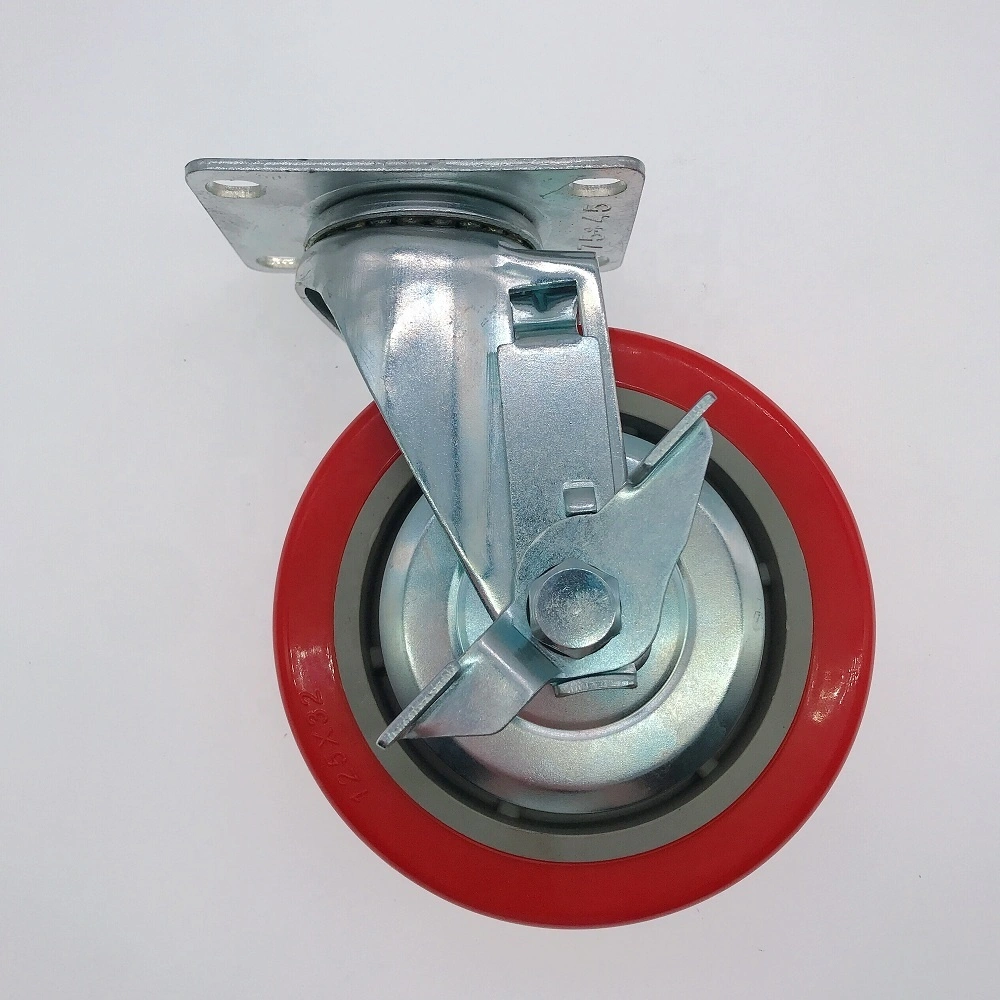 Korean Model Widely Use 110kgs 5 inch Medium Duty Red PVC Plastic Rotated Castor Wheel 1