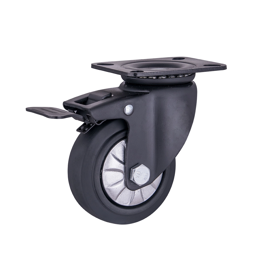 3 4 5 6 Inch Black Elastic Rubber Caster Wheel With Cover 1