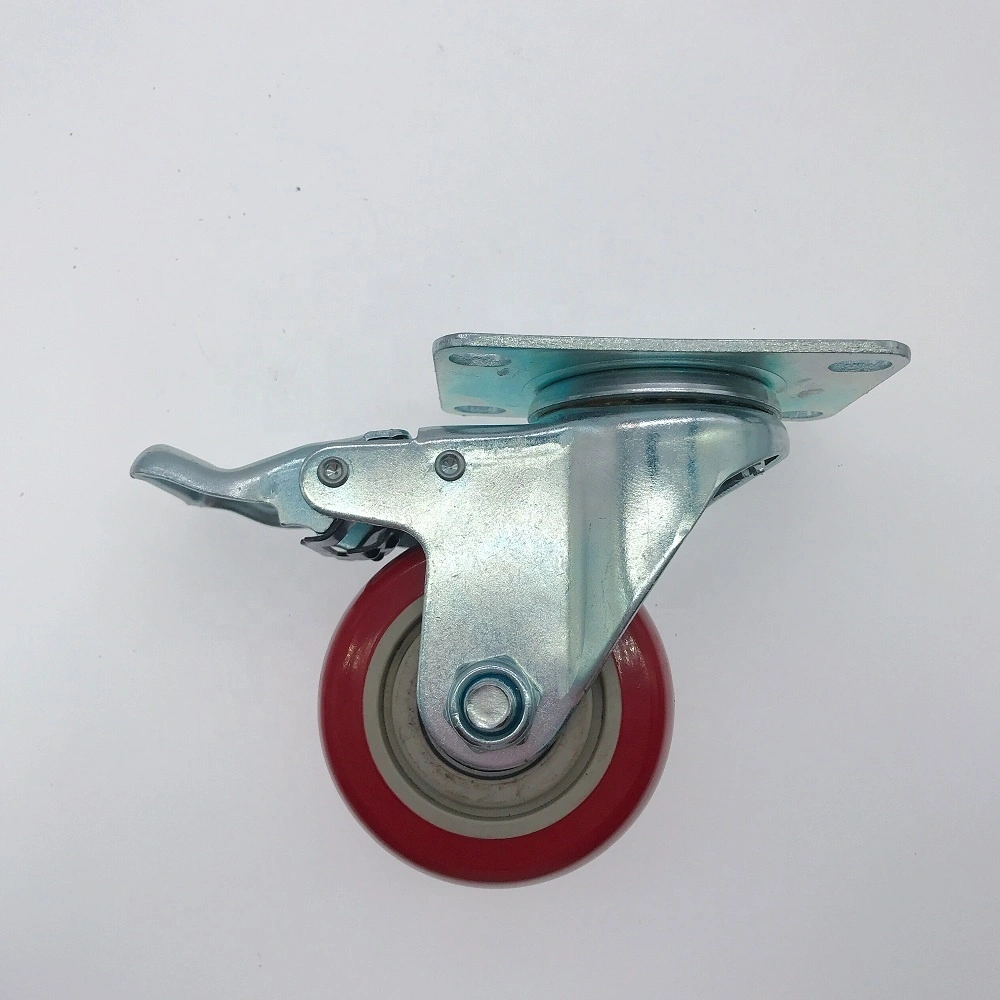 75mm 100mm 125mm Medium Duty 80kg 100kg 110kg PVC Plastic Steel Brake Caster Wheel with Locking 1