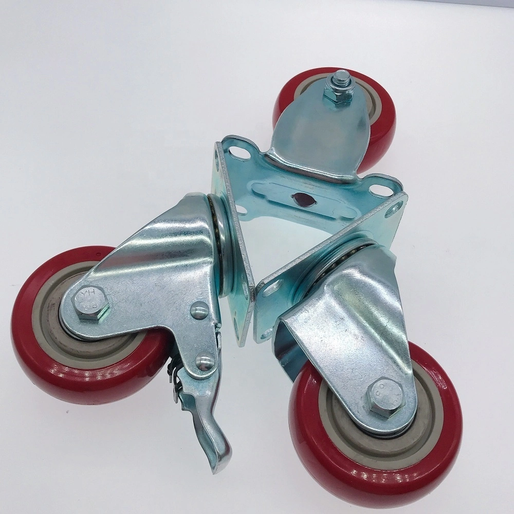 75mm 100mm 125mm 90kg 100kg 110kg Fixed Rotation Locking PVC Plastic Castor Wheel 1