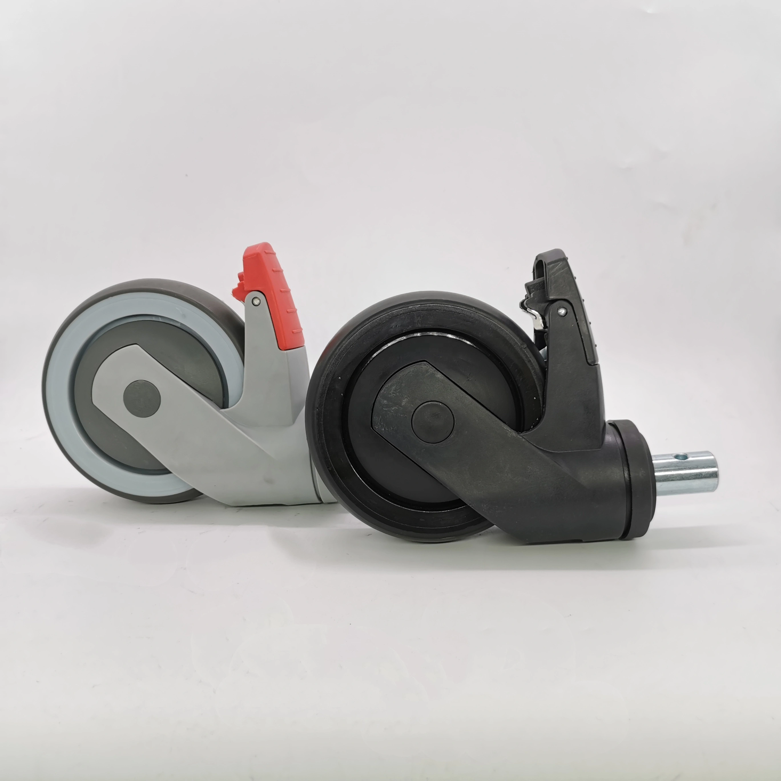 5 Solid Round Stem Water Proof Anti Corrosion Nylon Plastic Yoke Brake TPR Medical Toilet Chair Wheel Caster 1