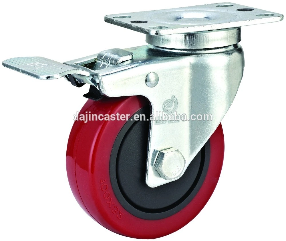 4 inch Swivel PU Industrial Casters with brake and lock2 1