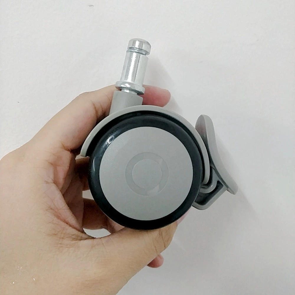 SSDJ 2 inch 50mm plastic screw 10x15mm single brake double castors wheels gray silent casters office furniture casters 1