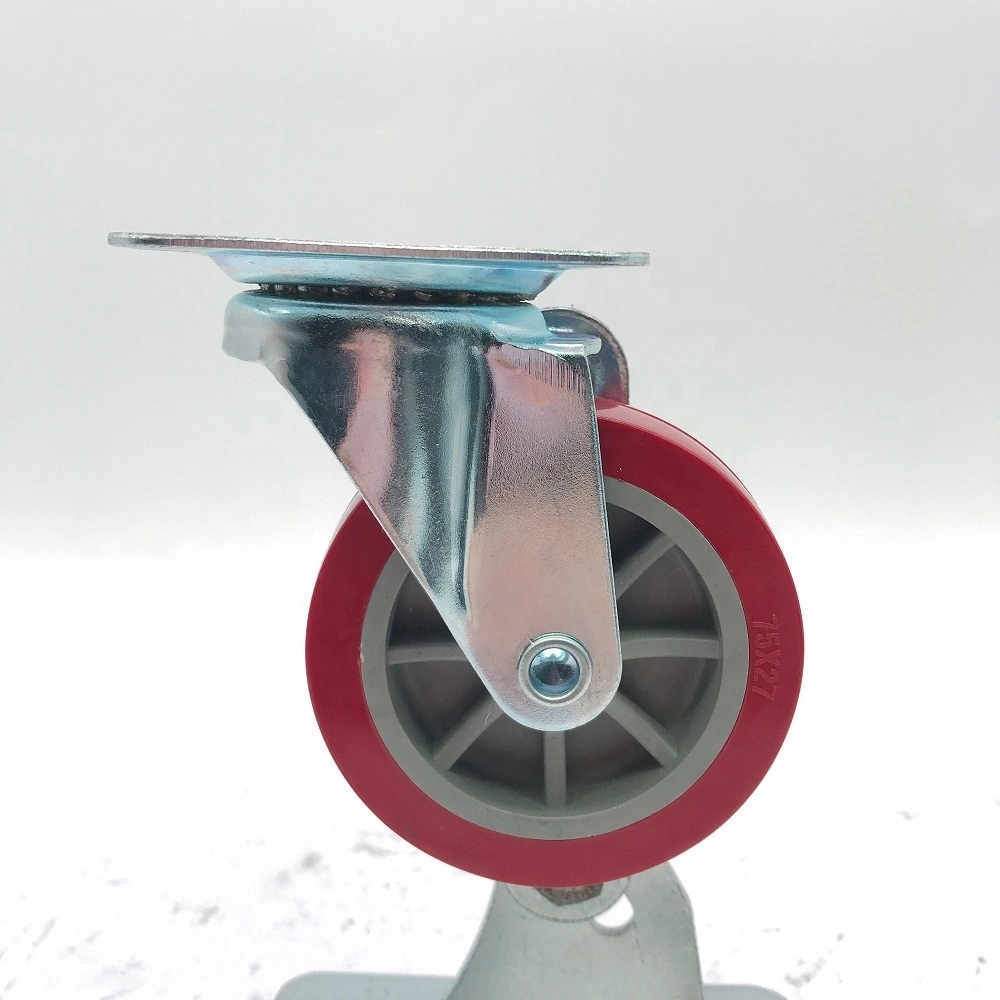 3 Inch 75mm PU Maroon Red Polyurethane Rolling Smooth Universal Furniture Caster Wheels 1