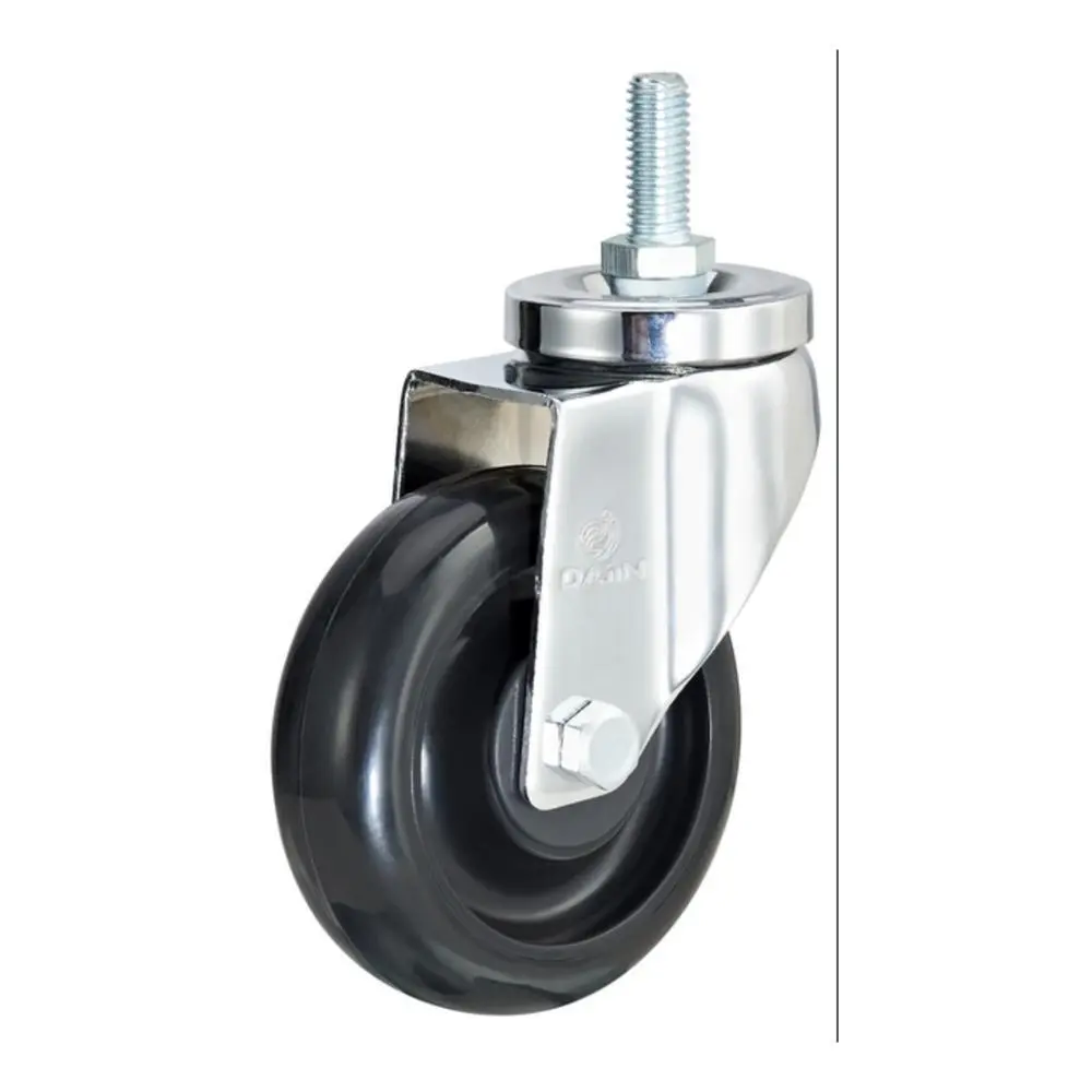 Threaded stem antistatic ESD black PU swivel caster wheels 1