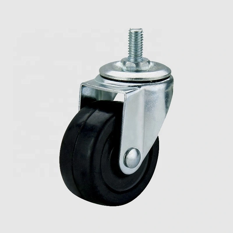 1.5 Inch Caster Wheel Threaded Stem Nut Swivel Rubber M8 Thread Screw Caster Wheels Wholesale 1