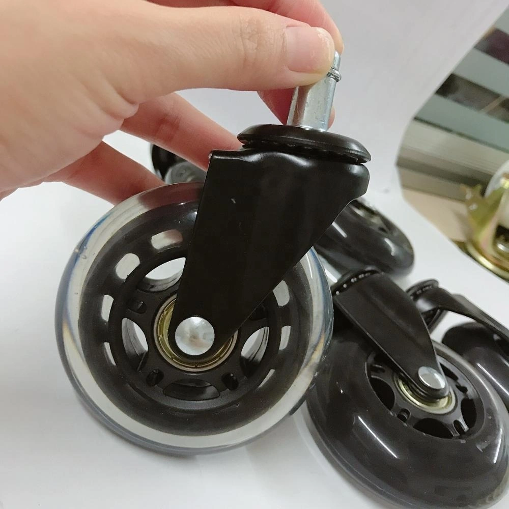 3 inch 75mm Transparent PU Polyurethane Roller Blade Caster Wheels 1