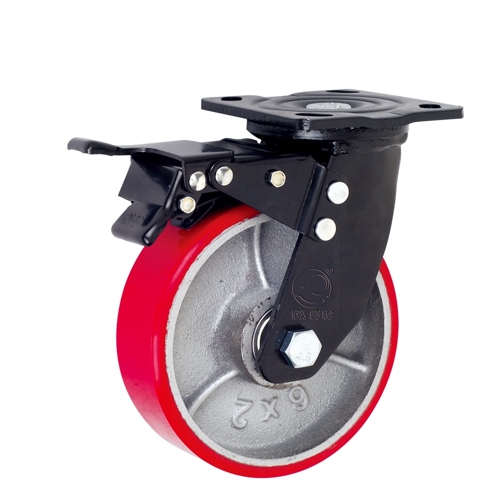 Factory Supplier Cast Iron Polyurethane Casters And Wheels With Brake 1