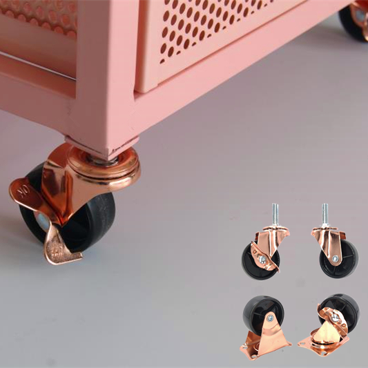2 inch Light Duty Rose Gold Plastic Core Black PP wheel Swivel Threaded Side BrakeQuiet Sliding Caster Furniture wheels 1